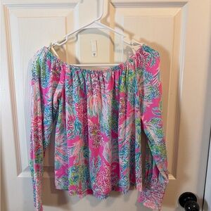 Lilly Pulitzer Lana Off-Shoulder strapless Prosecco pink Seaing things  XS